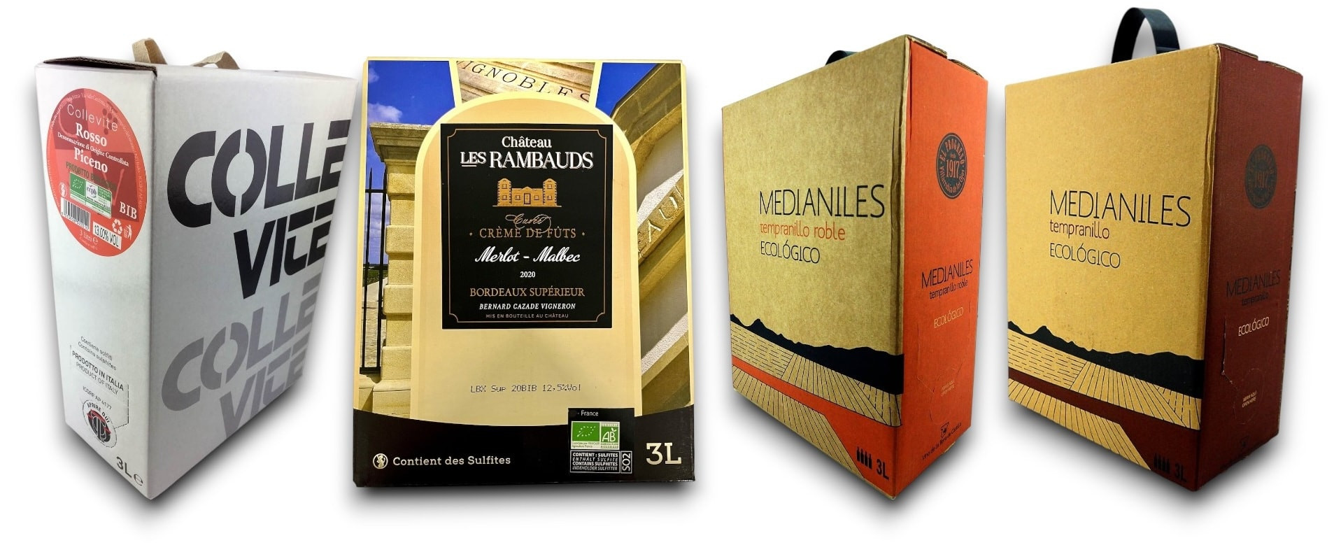 3er BiB Paket (Bag-in-Box) 4 x 3 Liter BioRotweine