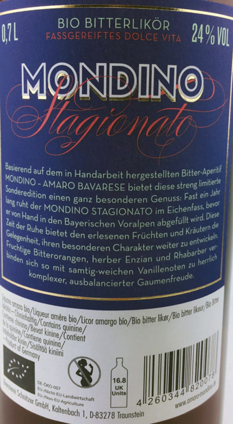 Brennerei Schnitzer GmbH,  Amaro MONDINO Stagionato, 0,7l, 24% 