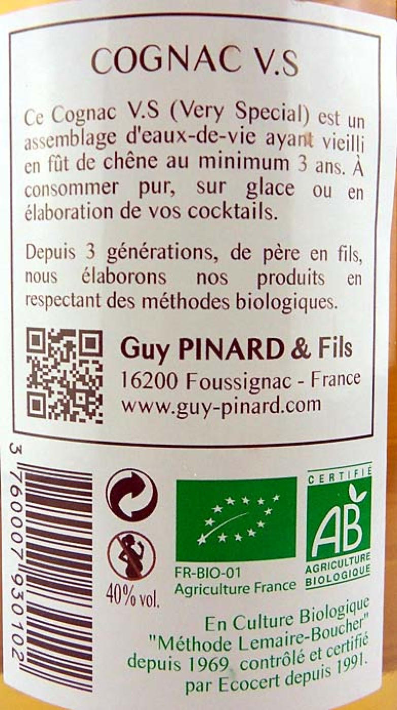 Guy Pinard,  Cognac VS, 40%, 0,7l 