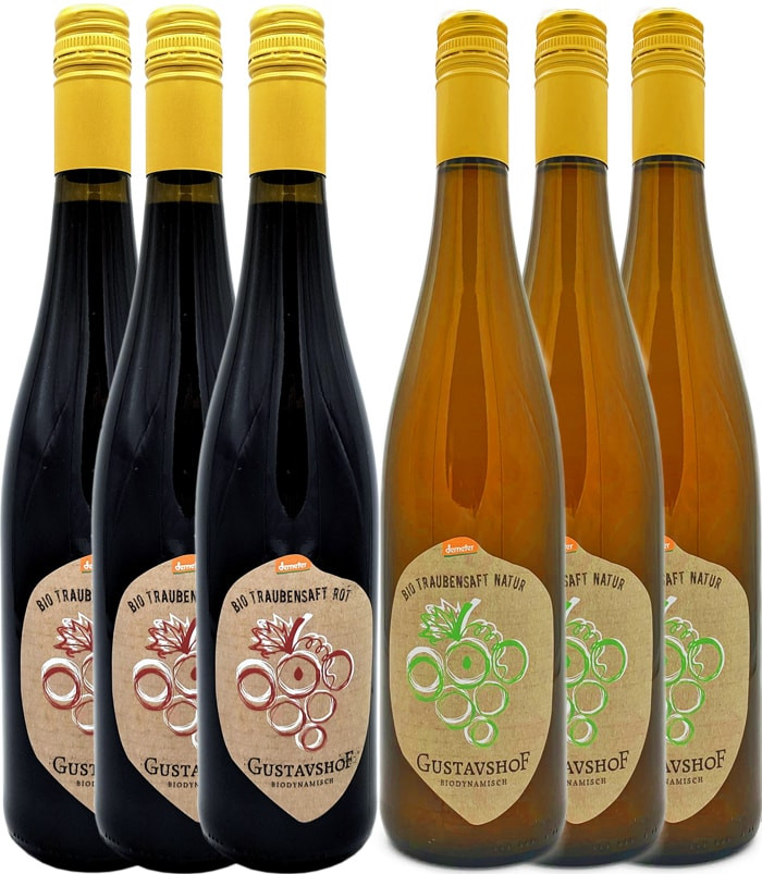 Probierpaket Gustavshof Demeter Traubensaft, 6 Fl.