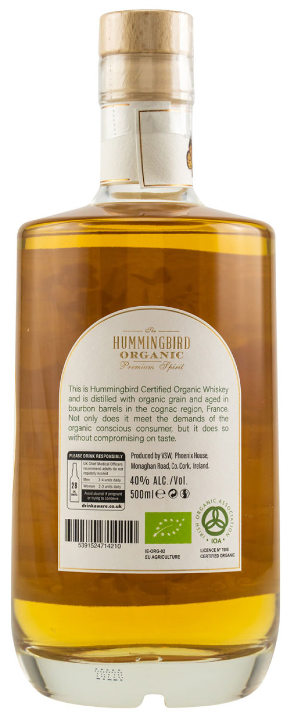 Viaduct Spirits,  The Hummingbird Organic Irish Whiskey, 0,5l, 40% 