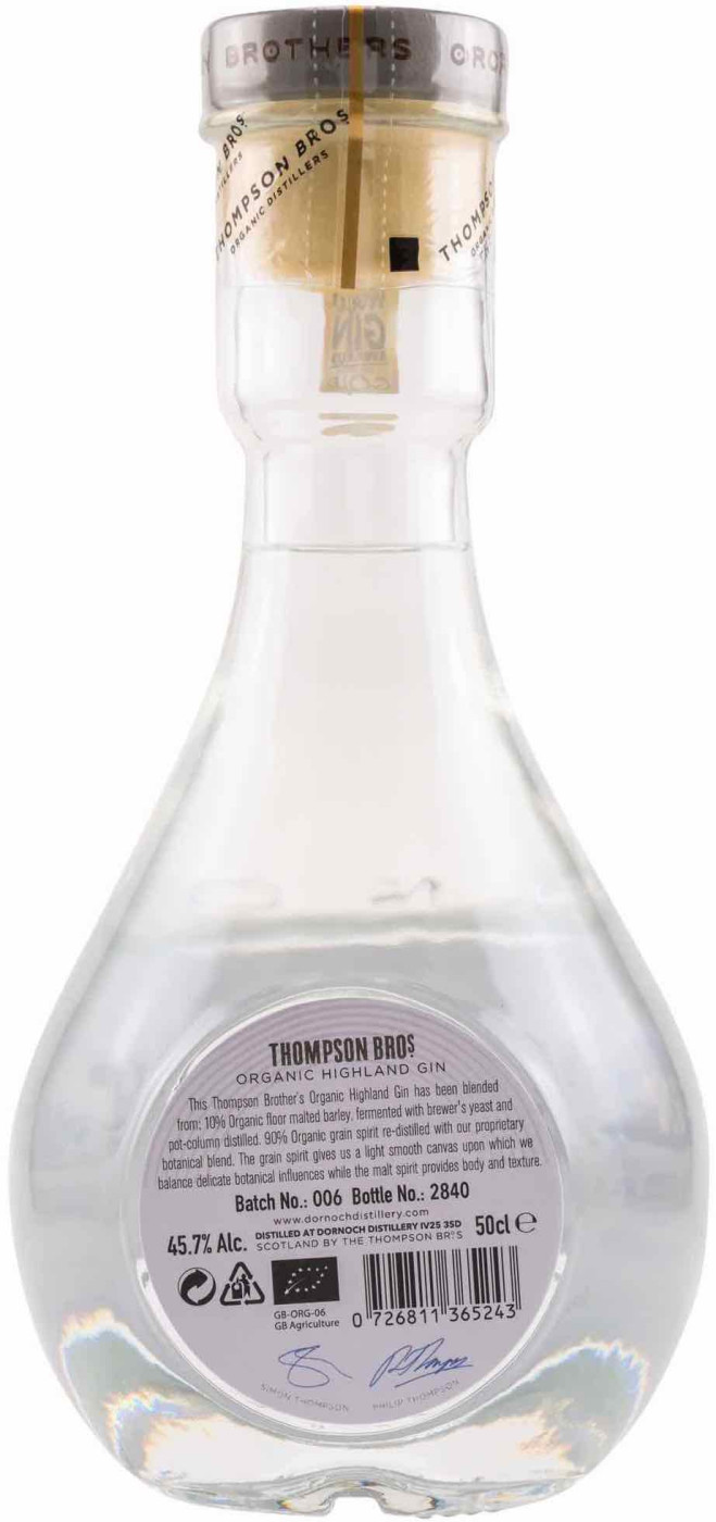 Thompson Bros.,  Thompson Bros. Organic Highland Gin (Dornoch Distillery), 45,7% 0,5l 