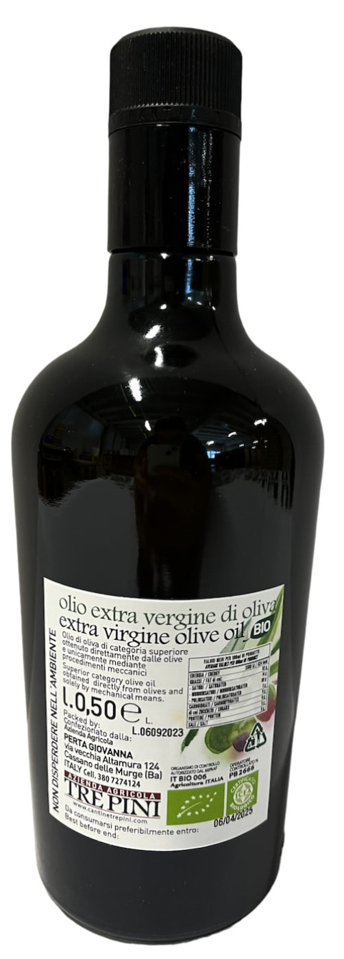 Cantine Tre Pini ,  Tre Pini Olivenöl Extra Vergine Bio 100% Italienisch 0,5l 